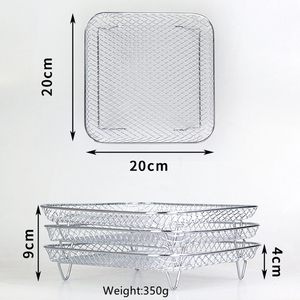Accesorios para freidora de aire, acero inoxidable 304, cesta de drenaje de <span class=keywords><strong>3</strong></span> capas, rejilla para freír, juego de 8 Uds., estante y Clip - Product Image 6
