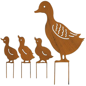 Décoration de jardin en acier corten, motif famille de canards rectangulaire, éolienne extérieure, ornement de pelouse, décoration de cour – Grande Vente - Product Image 2