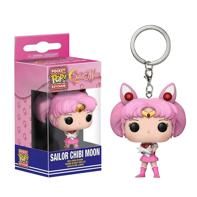 Funko Tokoh Aksi Sailor Moon, Gantungan Kunci Mainan Sailor Chibi Moon 4Cm