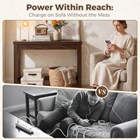 Console étroite moderne Wabi-Sabi de 47 pouces pour entrée, salon, hôtel, villa – Support robuste, montage facile, 2 prises AC + 2 ports USB