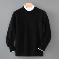 Pull en laine pure à 100 % pour homme, col rond, style business décontracté, couleur unie, coupe ample, tricoté, personnalisable