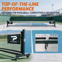 Système de filet de pickleball professionnel PatsSport, taille réglementaire de 22 pieds, avec roues, robuste, portable, pour entraînement en intérieur et en extérieur