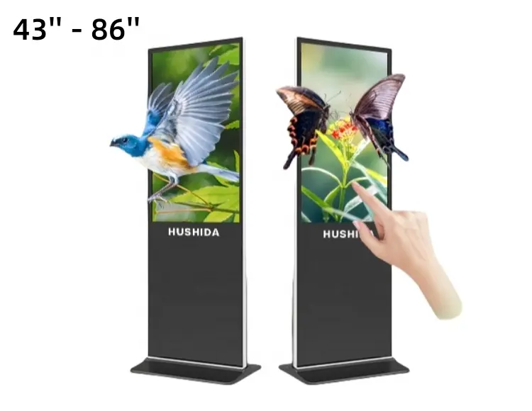 Miglior Ultra sottile verticale Touch Screen doppio sistema piano in piedi chiosco Display digitale LCD lettore multimediale pubblicità Monitor