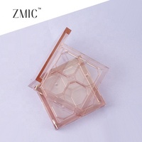 Boîte à fards à paupières carrée transparente rose personnalisée à 4 compartiments, étui vide pour maquillage cosmétique, emballage en plastique transparent