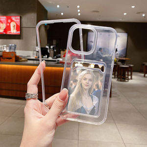 Funda de teléfono con borde colorido transparente para tarjeta de fotos para <span class=keywords><strong>iPhone</strong></span> 17 16 <span class=keywords><strong>Pro</strong></span>, accesorios para teléfono móvil para <span class=keywords><strong>iPhone</strong></span> 15 14 <span class=keywords><strong>13</strong></span> 12 11 8 - Product Image 3