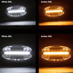 Monirf 9 "çift fonksiyonlu Amber ve beyaz gündüz çalışan lamba 10-30V Oval LED sürüş işık DRL ile 6300 lümen 80W OffRoad lamba
