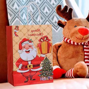 Bolsas de Regalo Ecológicas de Papel Kraft para Navidad con Asas, Envoltorio Festivo en Tonos Pastel para Decoración de Fiestas - Product Image 5