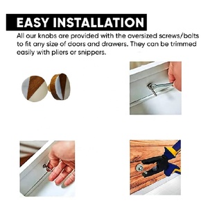 Perlengkapan Kabinet Dapur Rumah, Gagang Pintu Lemari, Gagang Laci Lemari Pakaian, Set 6 Buah, Kayu Solid Ramah Lingkungan, Multifungsi, Dekoratif - Product Image 6