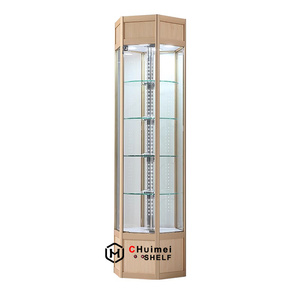 Custom Free Standing Metal or Aluminum Frame Glass Shelves Lockable Glass <strong>Display</strong> Cabinet with Led Lights - Product Image 1