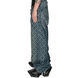 Nueva Llegada, Jeans de Hombre Personalizados con Logotipo, a la Moda, Casuales, Cómodos, Diseño Y2K, Estampado Láser, Cintura Doble, Pierna Ancha, Holgados - Product Image 3