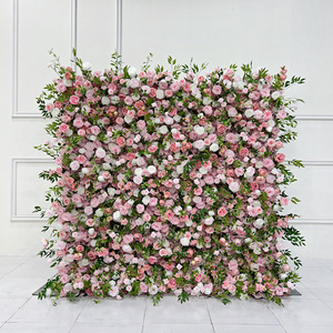 GNW Vendita Calda: Sfondo Floreale per Matrimoni, <span class=keywords><strong>Fiori</strong></span> Artificiali <span class=keywords><strong>Rosa</strong></span>, Decorazione per Hotel, Parete Floreale 5D - Product Image 2