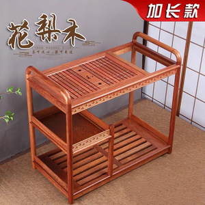 Carrito de té de madera maciza, mesa de té portátil con estante de almacenamiento para uso doméstico - Product Image 3