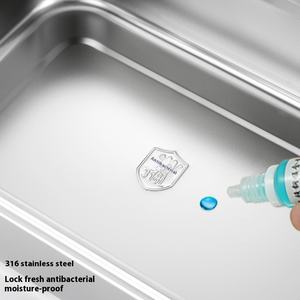 صندوق غداء مستطيل من الفولاذ المقاوم للصدأ 316 مع غطاء بلاستيكي صديق للبيئة، معبأ في كرتون، محكم الإغلاق لحفظ الفواكه والطعام، سعة 1-3 لتر - Product Image 2