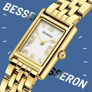 Besseron 2024 nouveau style bracelet plaqué or 19*28mm forme rectangle montre dame en acier massif