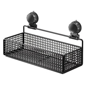Estante de almacenamiento para pared de baño, rectangular, con ventosa, sin necesidad de taladrar, para montaje en esquina de tocador - Product Image 1