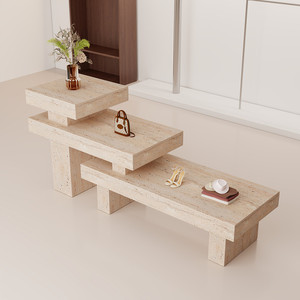 Étagère de présentation blanche moderne à niveaux, banc de rangement pour entrée, table de présentation en bois pour couloir, chambre, salon - Product Image 5