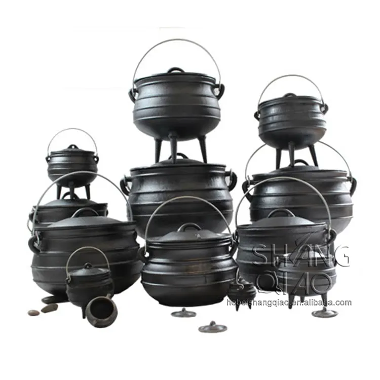 Wax Coating South Africa 3 Leg Cast Iron Pot Cast iron Potjie Pot with Three Legs Cauldron