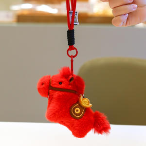 Porte-clés en peluche Yuanbao Petit Cheval de dessin animé, forme 3D, imprimé en relief, cadeau du Nouvel An, porte-bonheur, ornement, mascotte - Product Image 2