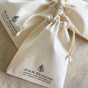 Factory Supply Custom Logo Print Natural Canvas Drawstring <b>Bag</b> Eco-friendly Packaging Cloth Pouch Recycled Cotton <b>Fabric</b> <b>Bag</b> - Product Image 1