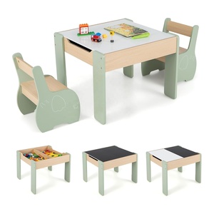 Ensemble <span class=keywords><strong>table</strong></span> et chaises multifonctionnelles en bois pour enfants qui écrivent et lisent. - Product Image 2