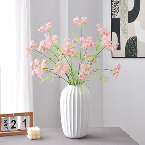 Bouquet de fleurs artificielles en dentelle Yoshinobu, rose et blanc, en plastique et soie, branche unique, décoration pour la maison, salon, entrée - Product Image 2