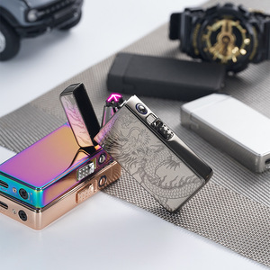 USB Rechargeable Electric Dual Arc <strong>Lighter</strong> Windproof Flameless Pocket Metal <strong>LED</strong> Battery Indication Classic Design for <strong>Cigarette</strong> - Product Image 3