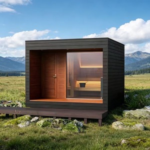 Sauna extérieur en bois de pruche, chauffage au bois 6000W, pour hôtel et usage familial - Product Image 1