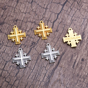 Colgante Cruz de Jerusalén, Accesorios de Joyería de Aleación, Color Oro y Plata, Accesorios para Manualidades, 10 Piezas por Paquete - Product Image 3