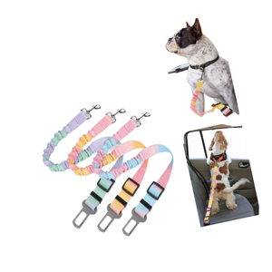 Adjustable Gradient Color Polyester <strong>Cat</strong> Dog Car Seat <strong>Belt</strong> Safety Carabiner Leash with Simple Fashion Design - Product Image 1