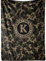 Cadeau pour la Journée des Vétérans, couverture en flanelle camouflage personnalisée avec initiales, cadeau idéal pour un anniversaire, Noël, les fêtes