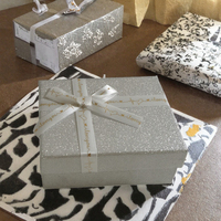 Caixa de Presente Rígida com Tampa Telescópica em Glitter Prateado, Impressão Personalizada para Joias, Laço de Fita, Fornecimento Direto de Fábrica Premium por Atacado
