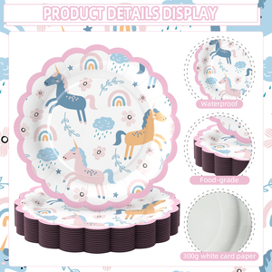 Offre Spéciale Assiettes en Carton Thème Dessin Animé Vaisselle Jetable pour Enfants Fête <span class=keywords><strong>Licorne</strong></span> Arc-en-ciel <span class=keywords><strong>Anniversaire</strong></span> Baby Shower - Product Image 3