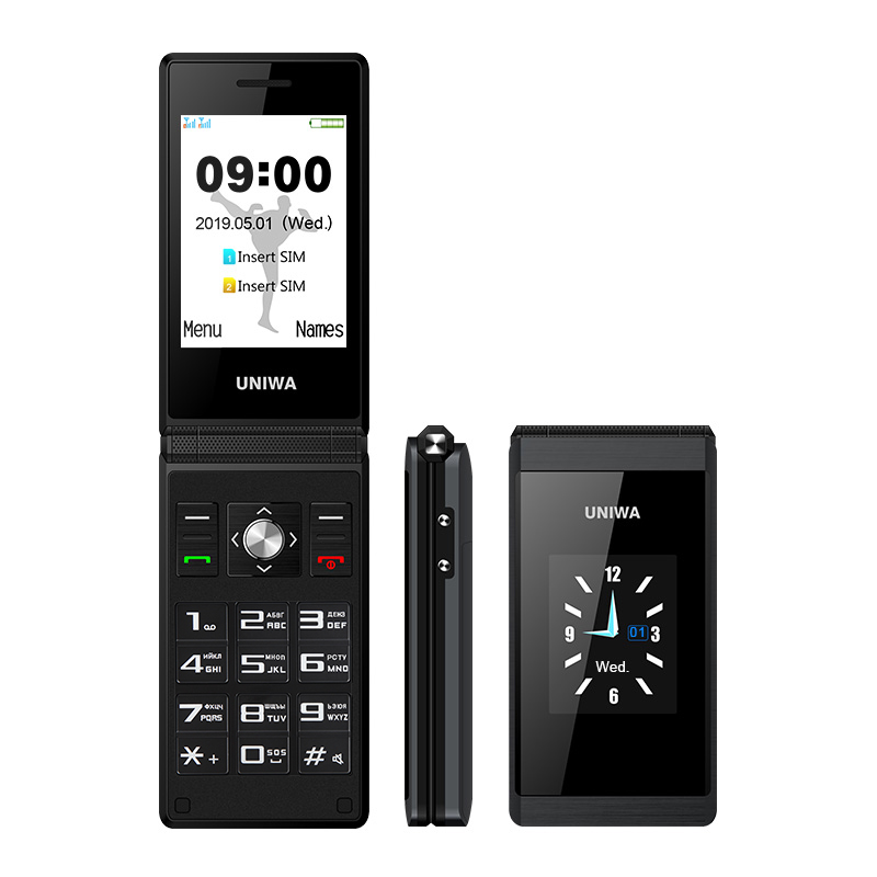 UNIWA X28 1,77/2,8 Inch двойной экран функция SOS большой шрифт Кнопка ячейки складной чехол для мобильного телефона