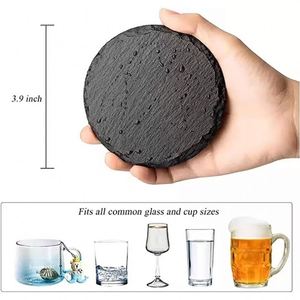 Wholesale Non-Slip Cup <b>Mat</b> Slate Coasters with Engraving Logo Drink Coasters Stone Slate Coasters Custom Logo <b>Round</b> Blank Gift B - Product Image 4