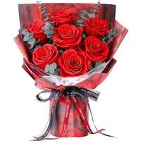 Fleurs éternelles préservées pour livraison, 12 roses rouges avec vase, origine Chine, cadeaux pour femmes