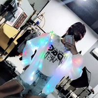 Veste LED unisexe blanc froid avec impression lumineuse en polyester/rayonne, taille personnalisée pour adultes, idéale pour les spectacles, les fêtes et les clubs