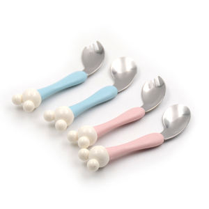 Juego de vajilla para niños de <span class=keywords><strong>Mickey</strong></span> de dibujos animados, cuchara y tenedor especial de acero inoxidable para bebés, lindo Mango antideslizante, comida para bebés - Product Image 6