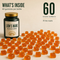 Gummies de Champignons Crinière de Lion OEM ODM, 60 Unités, Véganes, Saveur Fraise, Soutien Cognitif et du Sommeil, Unisexe