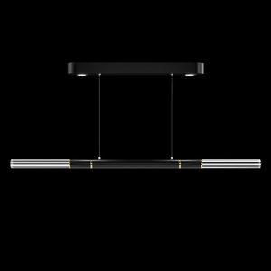 Lámpara Colgante de Lujo de Alta Gama para Sala de Estar o Salón de Banquetes, Diseño Artístico Antonia, 62 Pulgadas de Ancho, Lámpara Colgante Lineal Negra - Product Image 1