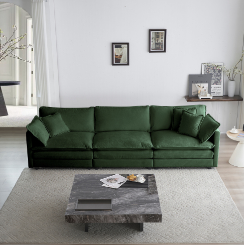 Green + Chenille + 3 Seat