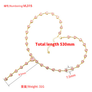 Collana Tennis con Cuore in Zirconia Cubica Rosa Ghiacciata, Placcata <span class=keywords><strong>Oro</strong></span>, con Pendente a Cuore per Gioielli da Donna - Product Image 6