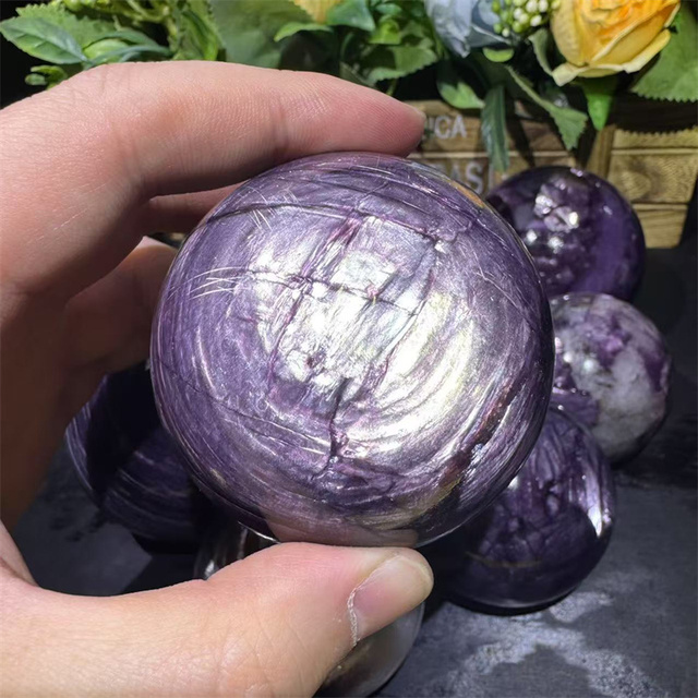 Wholesale Bulk Crystals Handmade Polished Healing Gemstone High Quality Purple Mica Ball for Gifts