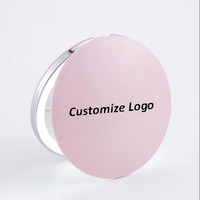 Miroir de poche portable cosmétique grossissant avec écran tactile intelligent Miroir compact rose