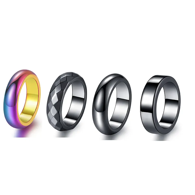 Bagues en héatite magnétique pour homme et femme, anneau pour homme et femme, couleur arc-en-ciel noire, 6/4MM, prix d'usine, 2021