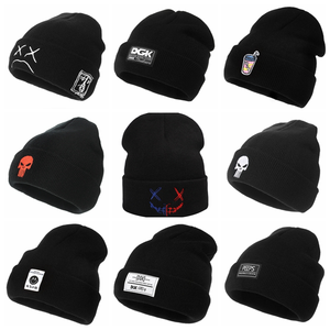 Cuffed Skull Unisex Dệt Kim Cap Phụ Nữ Màu Đen Ấm Áp Tùy Chỉnh Beanies Bonnets Mùa Đông Xô Mũ Cho Phụ Nữ Và Nam Giới 2022 - Product Image 2