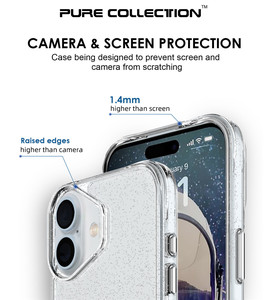 Custodia per telefono di lusso trasparente con glitter e brillantini per <span class=keywords><strong>iPhone</strong></span> 16 16E 17Air 15 14 Plus <span class=keywords><strong>13</strong></span> 12 Pro Max, cover posteriore antiurto in PC rigido con paraurti morbido - Product Image 4