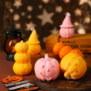 Bougie parfumée Jack O'Lantern d'Halloween effrayante, bougie en cire de soja en forme de citrouille, décoration d'intérieur, cadeau pour fête et festival - Product Image 1