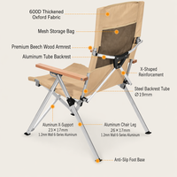 Chaise de camping pliable Zentopia avec sac isotherme, accoudoirs rembourrés, siège portable pour plage et pique-nique, mobilier de jardin en gros