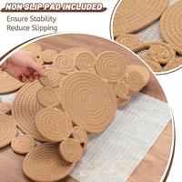 Tapis en jute naturel tressé à la main, motif floral, cercle irrégulier à bulles, style bohème, pour salon, chambre, couloir