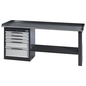 Mesa de trabajo FG 131/D2 con cajones y estante, mesa de taller metálica - Product Image 1